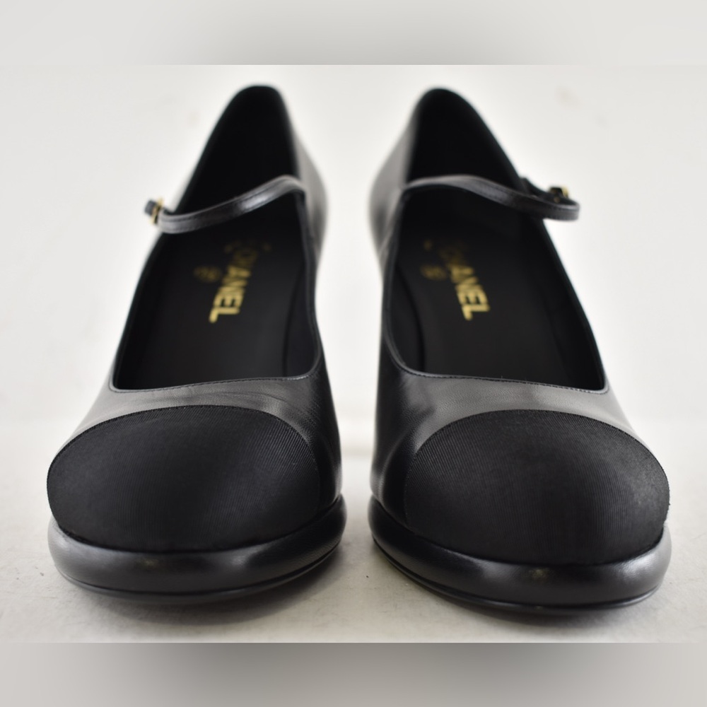 Chanel 24B Black CC Logo Mary Jane Ankle Strap Block Heel Platform Pumps 41 - Picture 9 of 16